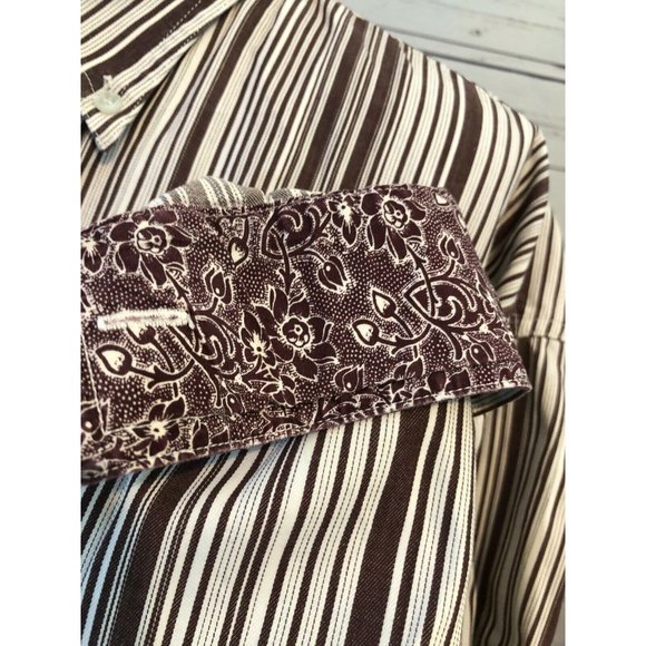 Roper Western Shirt XL Extra Large Striped Long Sleeve Flip Contrasting Cuff Men - Picture 4 of 8